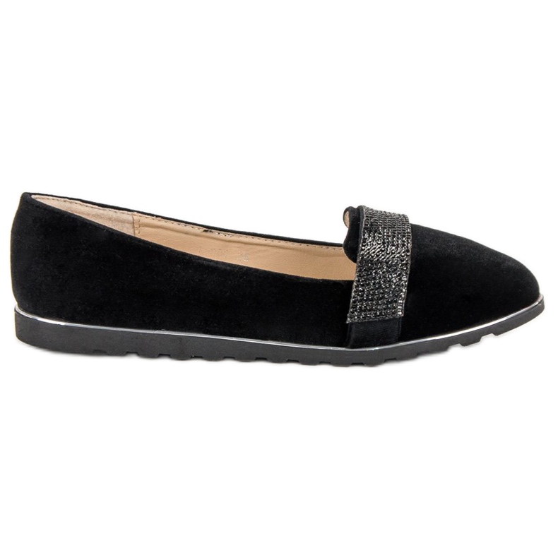 Velour -ballerinat musta