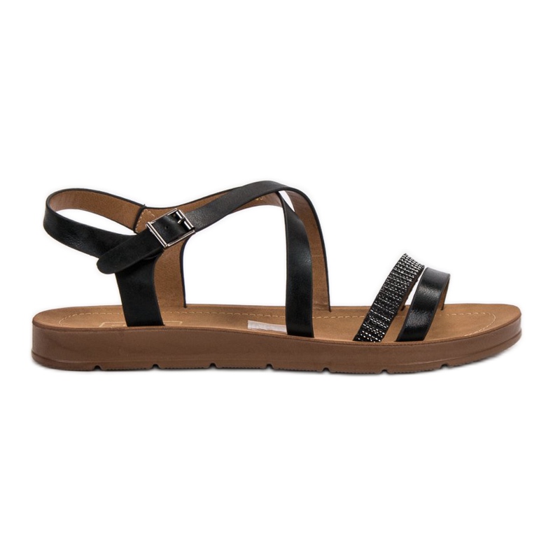 Filippo Mustat sandaalit kristalleilla