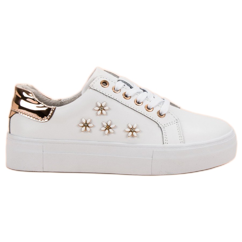 Filippo Nahkaiset urheilukengät kukilla valkoinen