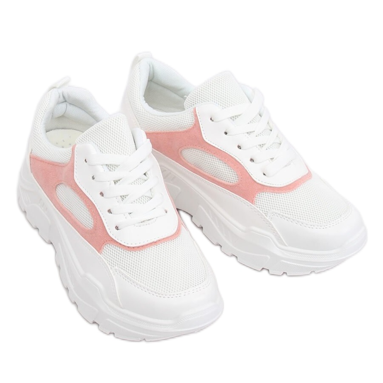 Valkoiset ja vaaleanpunaiset urheilukengät PP-37 WHITE / PINK valkoinen