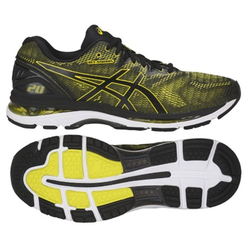 Asics Ascis Gel Nimbus 20 M T800N-8990 juoksukengät musta keltainen