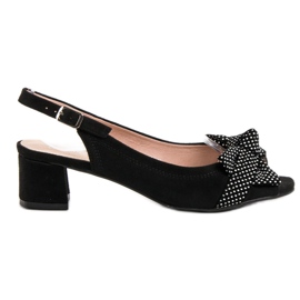 Filippo Mokkanahkaiset sandaalit jousella musta