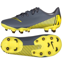 Nike Mercurial Vapor 12 Academy Ps FG / MG Jr AH7349-070 jalkapallokengät musta harmaa
