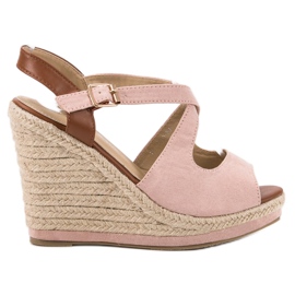 Laura Mode Korkeakorkoiset sandaalit vaaleanpunainen