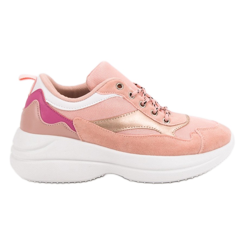 Muodikkaat jalkineet lavalla vaaleanpunainen