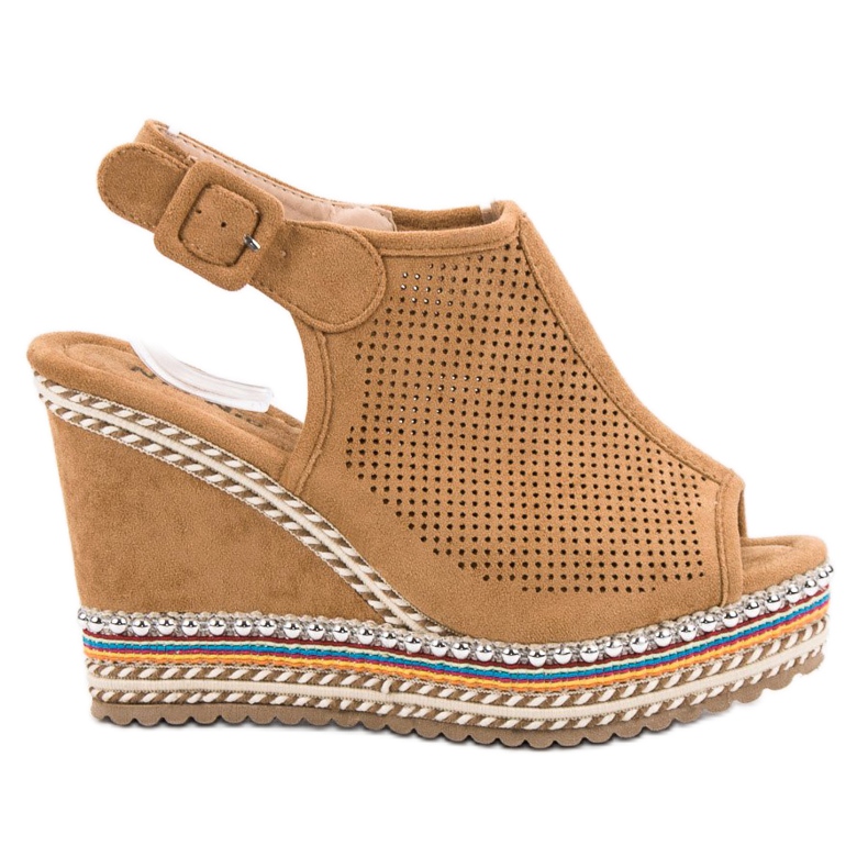 Nio Nio Sisäänrakennetut kiilamaiset sandaalit ruskea