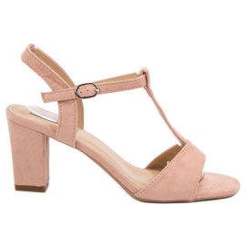 Jumex Jauhe mokkanahkaiset sandaalit vaaleanpunainen