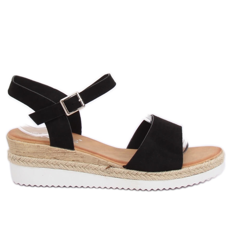 Mustat sandaalit matalalla kiilakorolla 7868-KL Musta