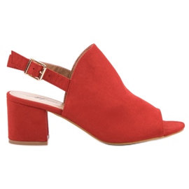 Suede suljettu sandaalit punainen