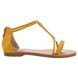 Cm Paris Litteät mokkanahkaiset sandaalit keltainen