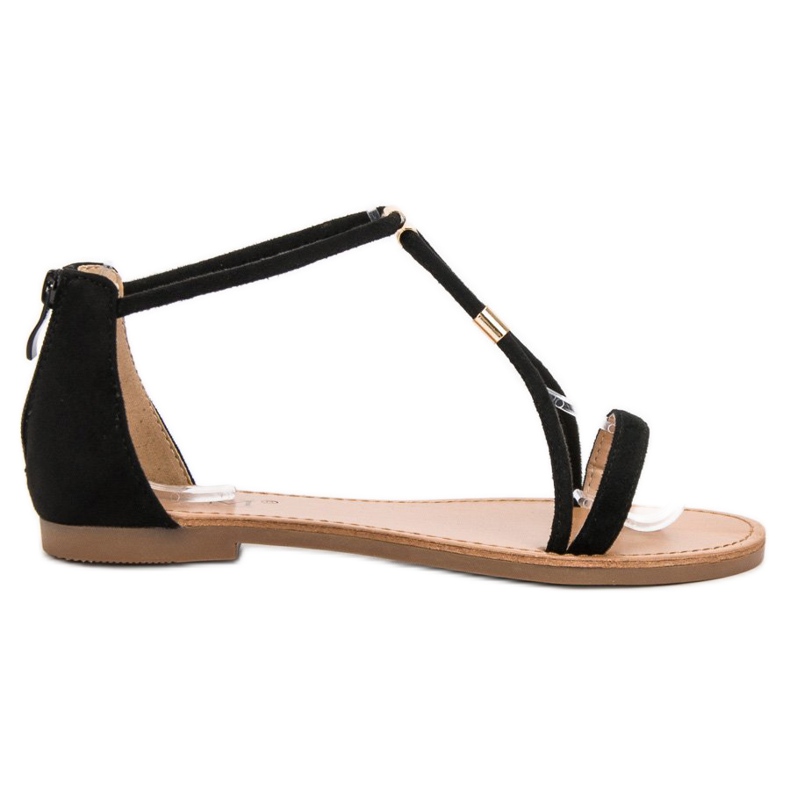 Cm Paris Litteät mokkanahkaiset sandaalit musta