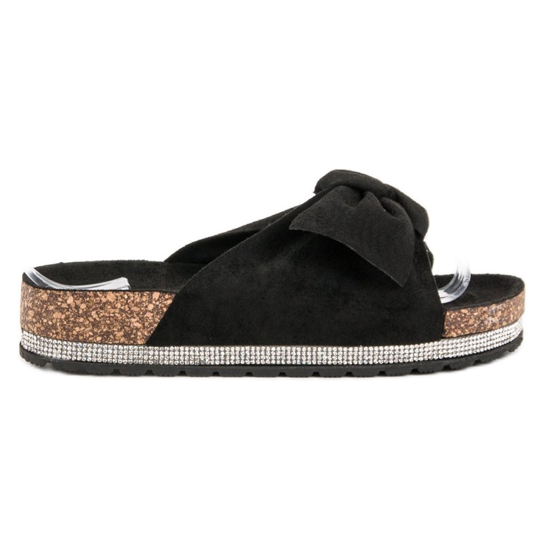 Anesia Paris Mokkanahkatossut kristalleilla musta