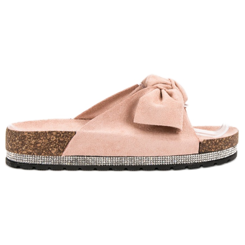 Anesia Paris Mokkanahkatossut kristalleilla vaaleanpunainen