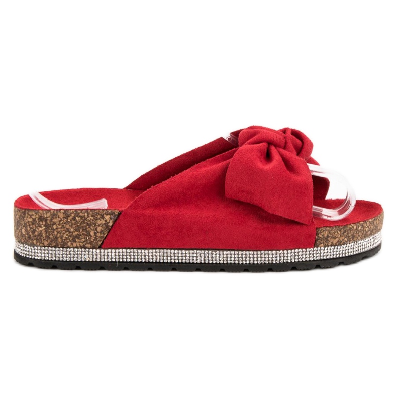 Anesia Paris Mokkanahkatossut kristalleilla punainen