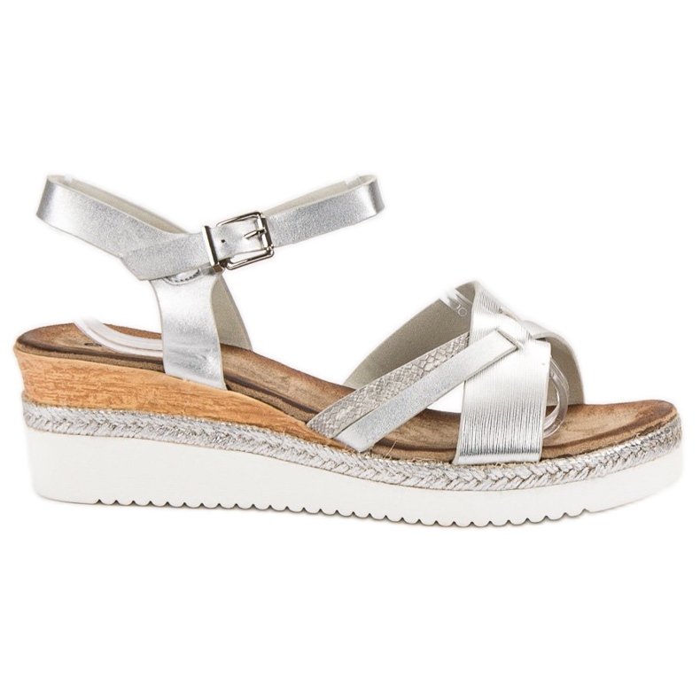 Evento Hopeiset sandaalit kiilassa harmaa