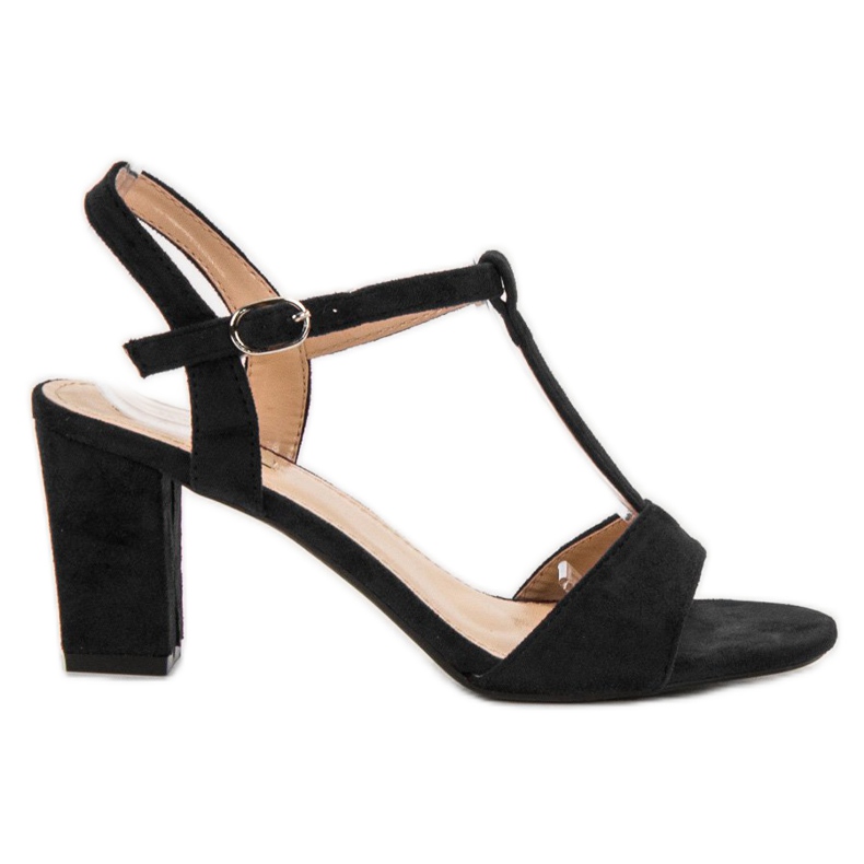 Jumex Mustat mokkanahkaiset sandaalit