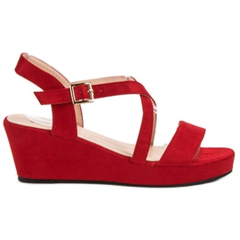 Suede Wedge Sandaalit punainen Suede Wedge Sandaalit punainen