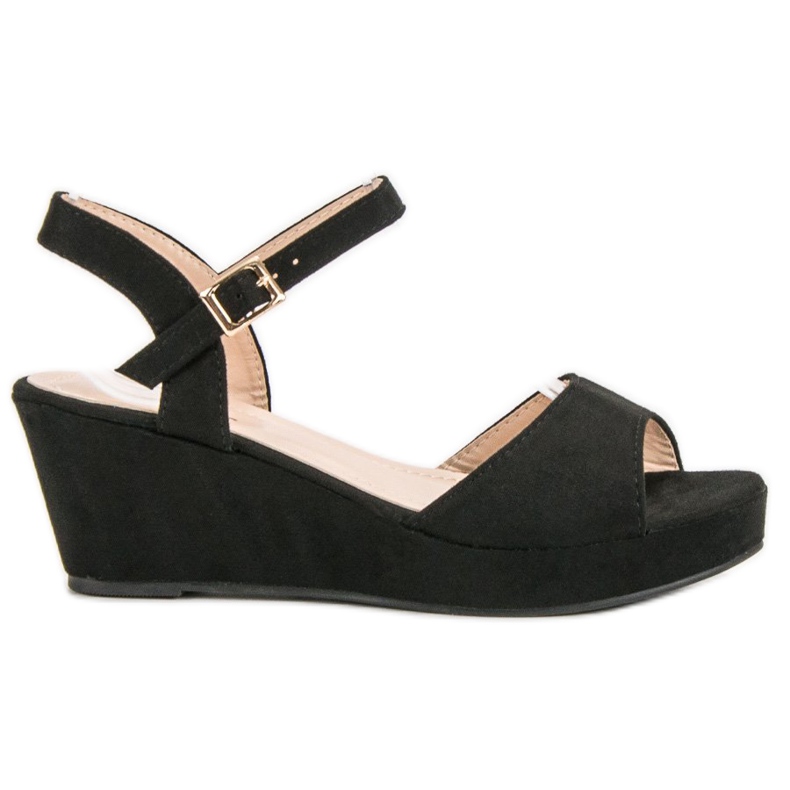 SHELOVET Mustat mokkanahkaiset sandaalit