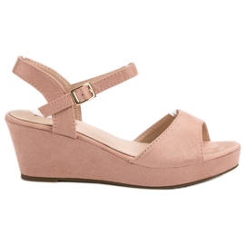 SHELOVET Jauhe mokkanahkaiset sandaalit vaaleanpunainen