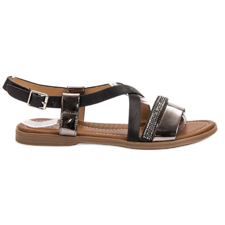 Small Swan Sandaalit kristallien kanssa musta