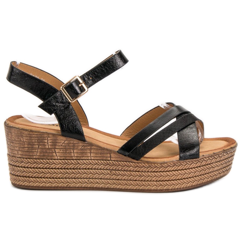 Seastar Kevyet sandaalit kiilamaisella kantapäällä musta