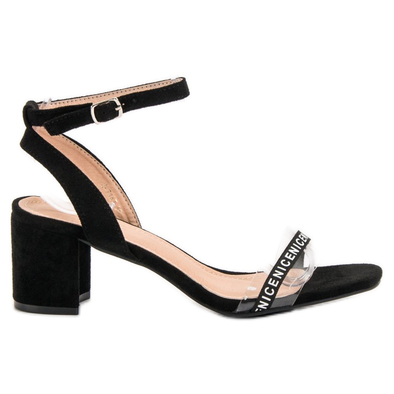 Ideal Shoes Tyylikkäät mokkanahkaiset sandaalit musta