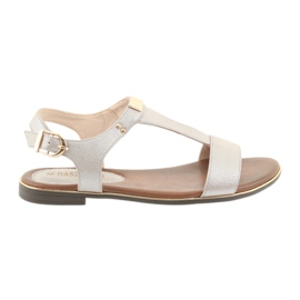 M.Daszyński Sandaalit tasainen kantapää Daszyński 1583 helmi beige ruskea harmaa