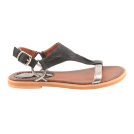 M.Daszyński Sandaalit tasainen kantapää Daszyński hopeamusta harmaa