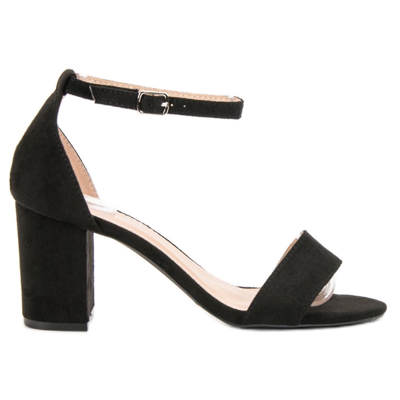 Super Mode Tyylikkäät mokkanahkaiset sandaalit musta