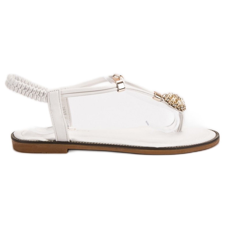 SHELOVET Valkoiset sandaalit, joissa joustava nauha valkoinen