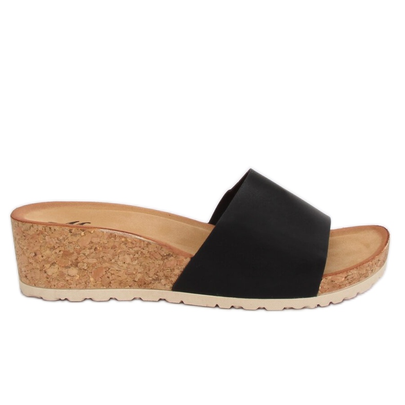 Musta korkkikiila-tossut 3527-12 Musta