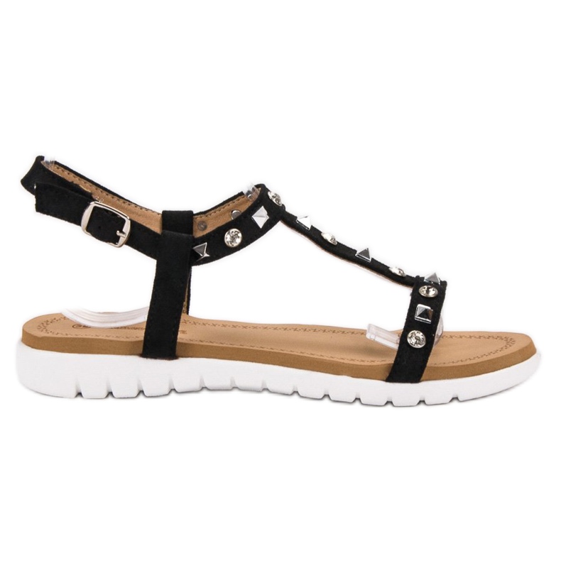 SHELOVET Mustat sandaalit nastoilla