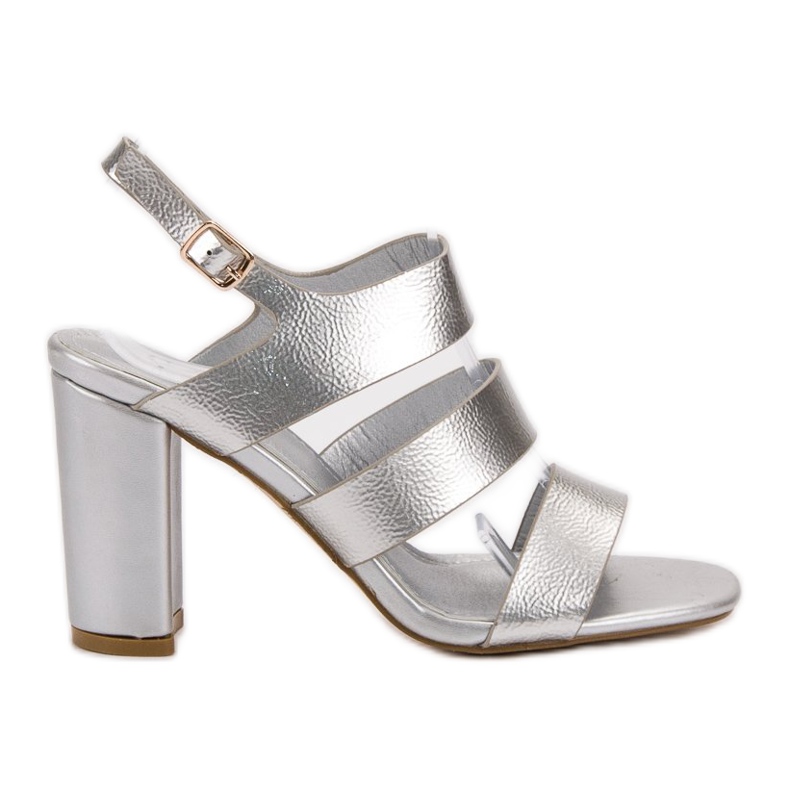 SHELOVET Hopeiset sandaalit baarissa harmaa