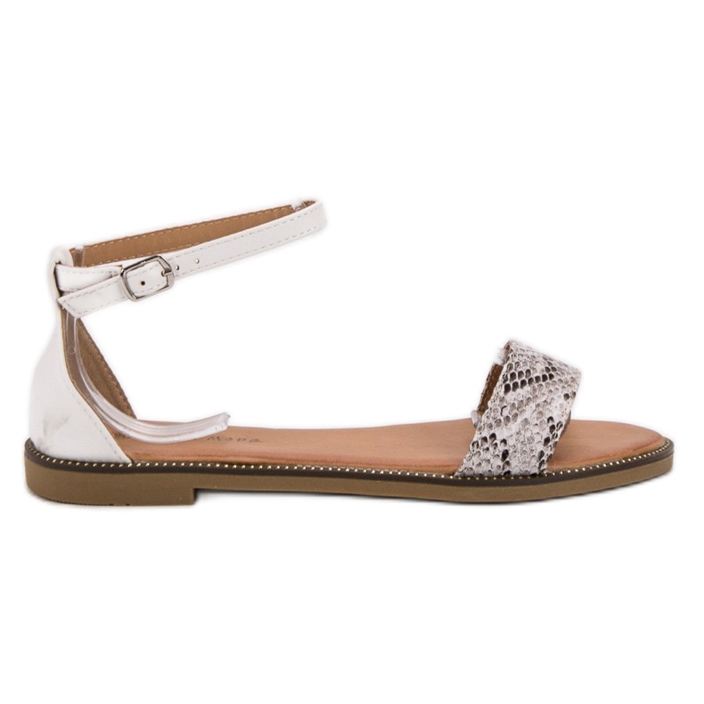 Laura Mode Klassiset litteät sandaalit valkoinen monivärinen