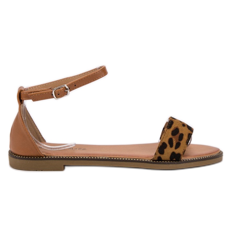 Laura Mode Klassiset litteät sandaalit ruskea