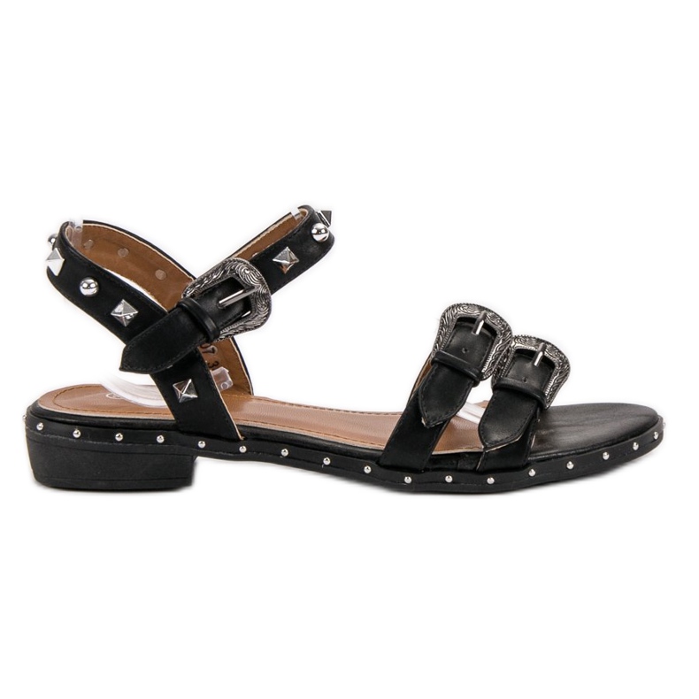 Small Swan Mustat sandaalit nastoilla