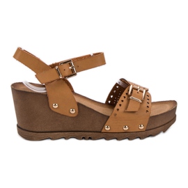 SHELOVET Camel Wedge Sandaalit ruskea