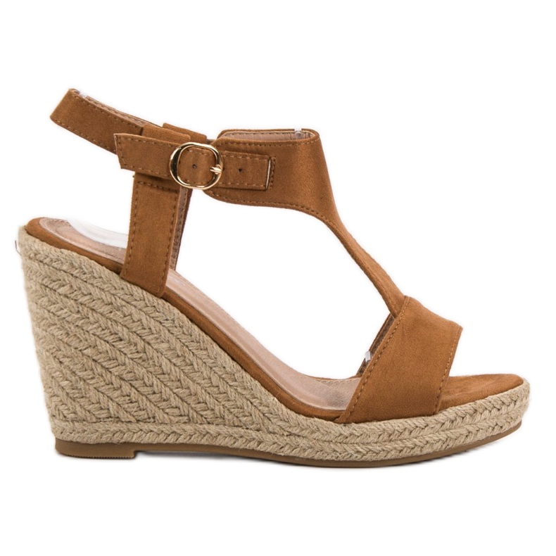 Anesia Paris Muodikkaat kiilamaiset sandaalit ruskea