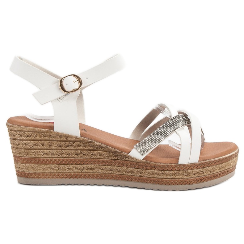 SHELOVET Kevyet sandaalit kiilamaisella kantapäällä valkoinen