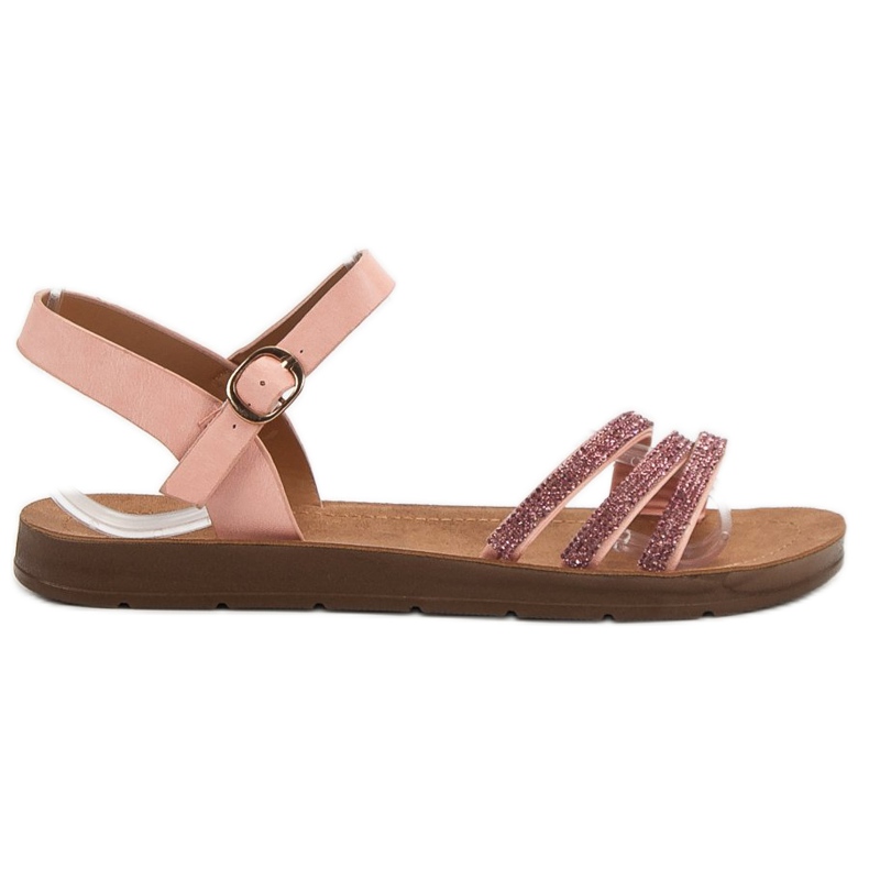 Camo Litteät sandaalit, joissa on kuutiometriä vaaleanpunainen