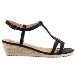 Kylie Mukavat kiilamaiset sandaalit musta