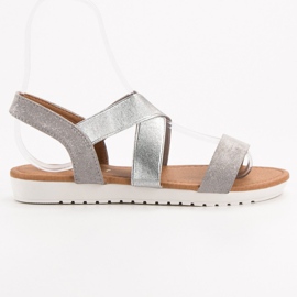 EXQUILY Hopeat sandaalit, joissa on Eraser harmaa