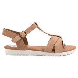 EXQUILY Klassiset mokkanahkaiset sandaalit ruskea