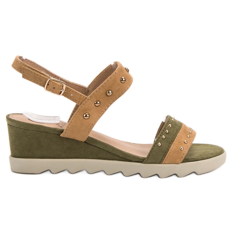 Kylie Sandaalit tekojalokivillä ruskea vihreä