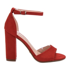 Ideal Shoes Mukavat korkokengät sandaalit punainen