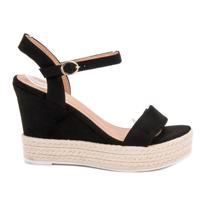 Ideal Shoes Tyylikkäät kiilamaiset sandaalit musta