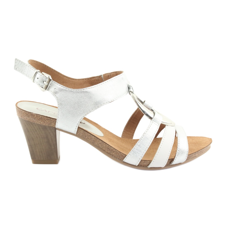 Caprice naisten sandaalit, joissa koriste 28308 hopea soikea valkoinen harmaa
