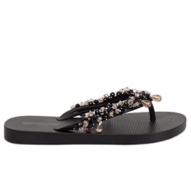 Musta JH68 Mustat varvassandaalit helmillä