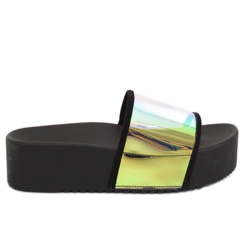 Holografinen musta CK81P Mustat tossut keltainen