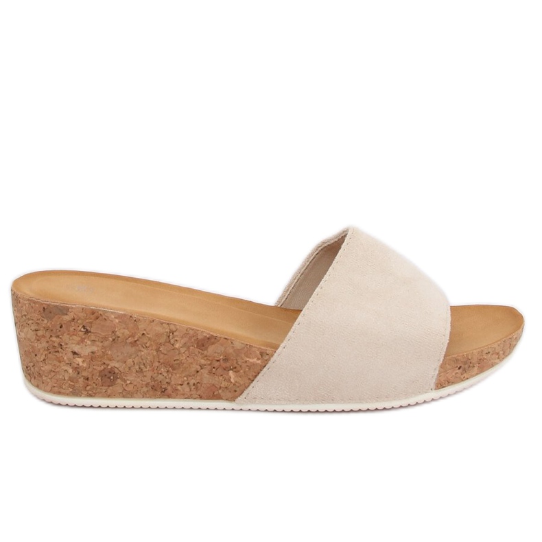 Beige G233 Beige kiilamaiset tossut vaaleanpunainen